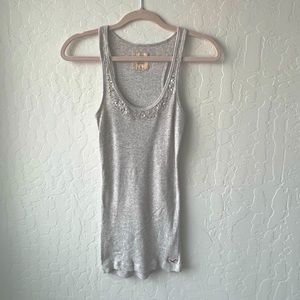 Hollister SoCal Stretch Heather Grey Beaded Tank Top